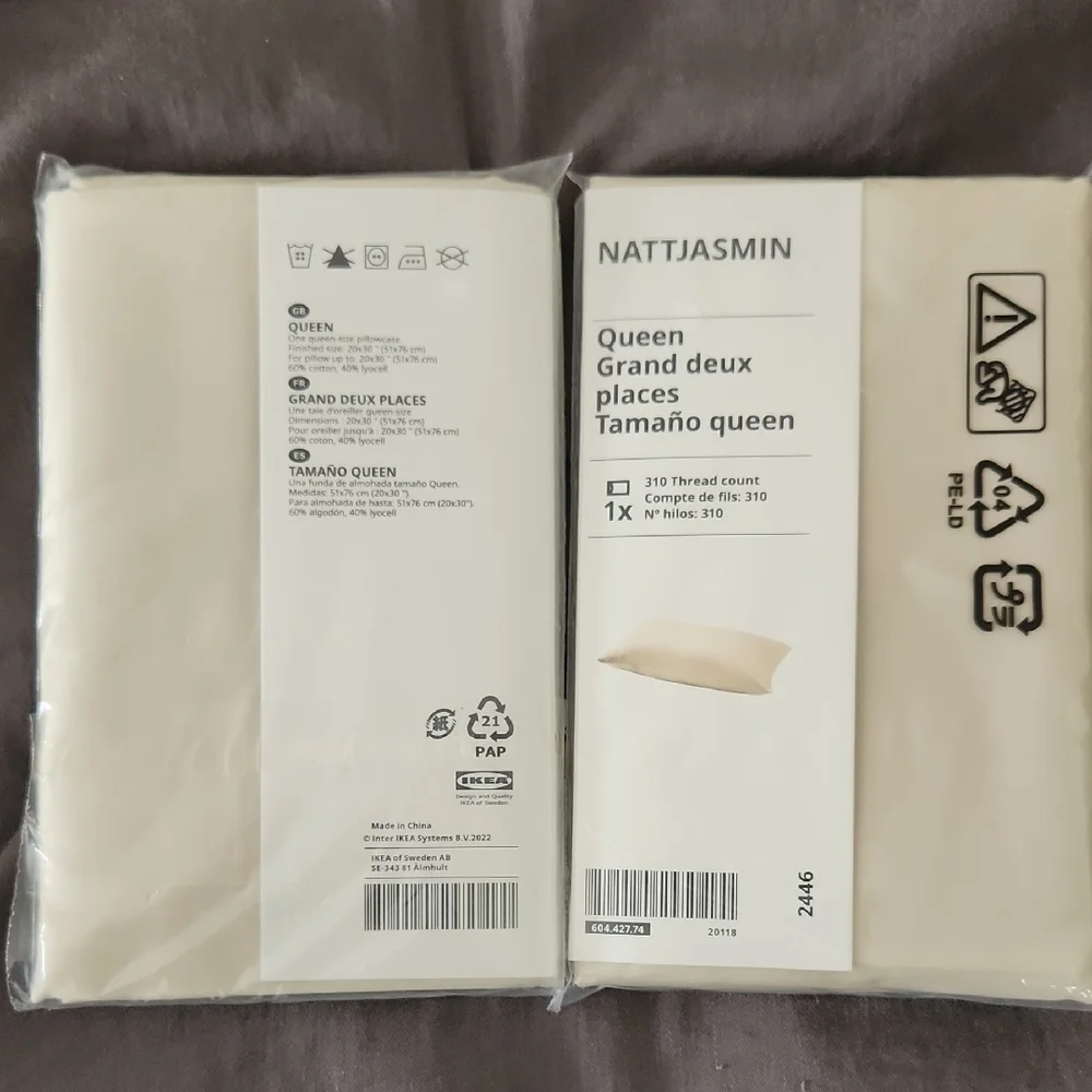 IKEA NATTJASMIN Cream Pillowcases